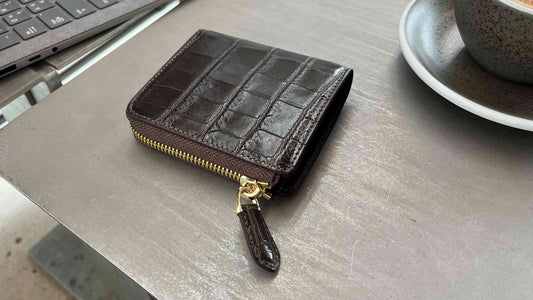 ブラウンクロコダイルL字ジップウォレット|ミニ財布