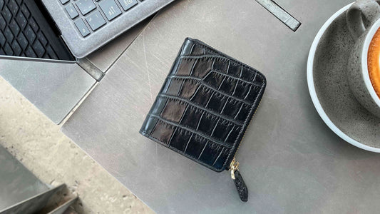 ブラッククロコダイルL字ジップウォレット|ミニ財布