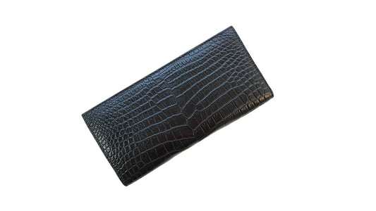 マット加工クロコダイルレザーブラックの薄型長財布 外観