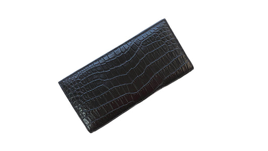 マット加工クロコダイルレザーブラックの薄型長財布 外観