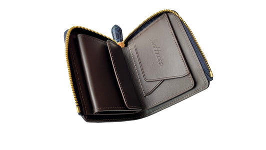 ネイビークロコダイルL字ジップウォレット|ミニ財布