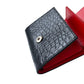 黒と深緋色クロコダイル革の二つ折りミニ財布 コインケース