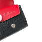 黒と深緋色クロコダイル革の二つ折りミニ財布 ロゴ