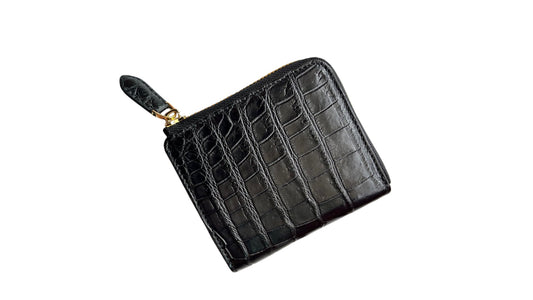 ブラッククロコダイルL字ジップウォレット｜ミニ財布