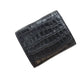 黒と橙色クロコダイル革の二つ折りミニ財布 カードポケット