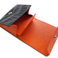 黒と橙色クロコダイル革の二つ折りミニ財布 小銭入れ