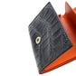 黒と橙色クロコダイル革の二つ折りミニ財布 コインケース