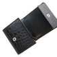 黒色クロコダイル革の二つ折りミニ財布 収納