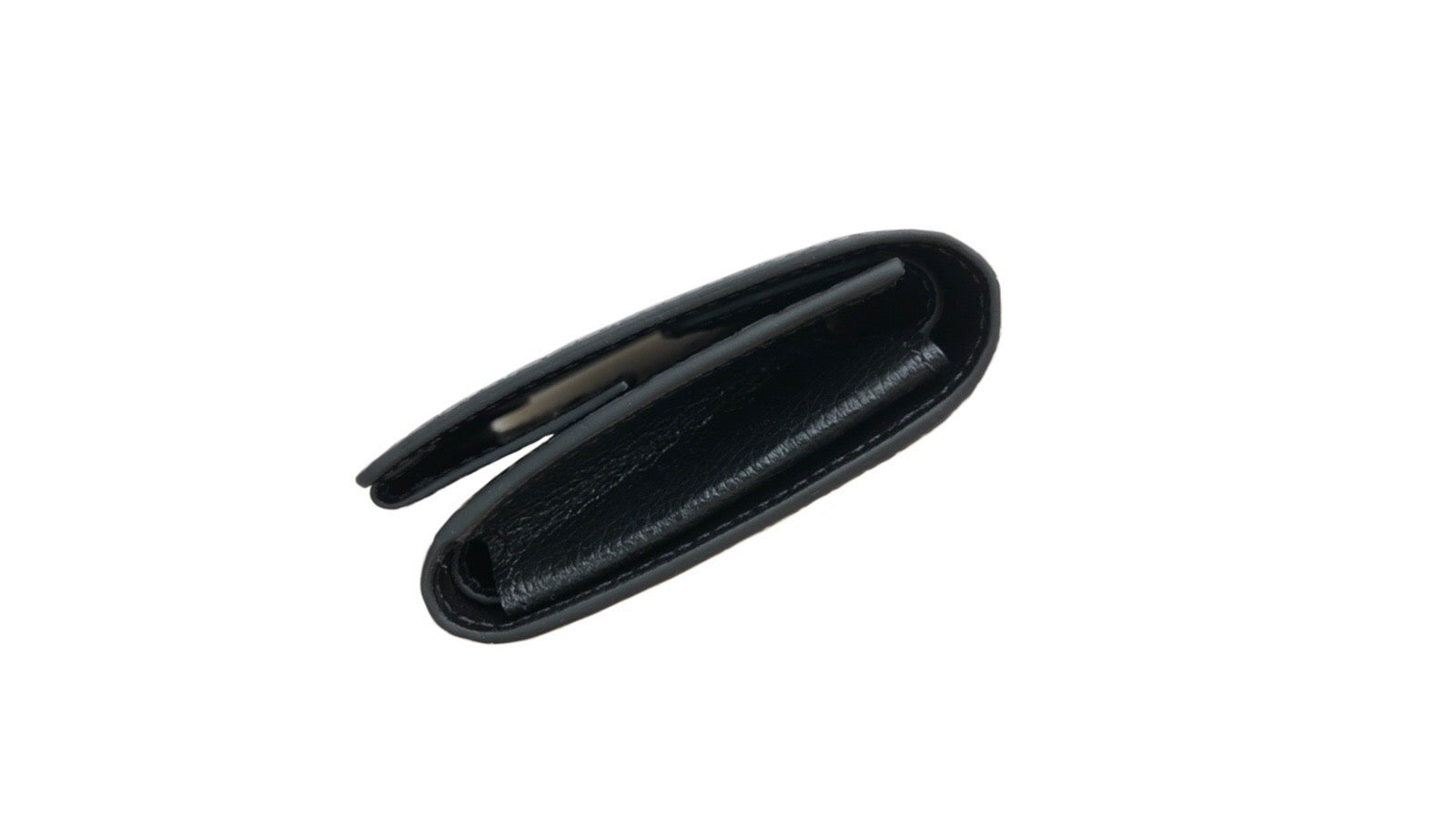 黒色クロコダイル革の二つ折りミニ財布 側面